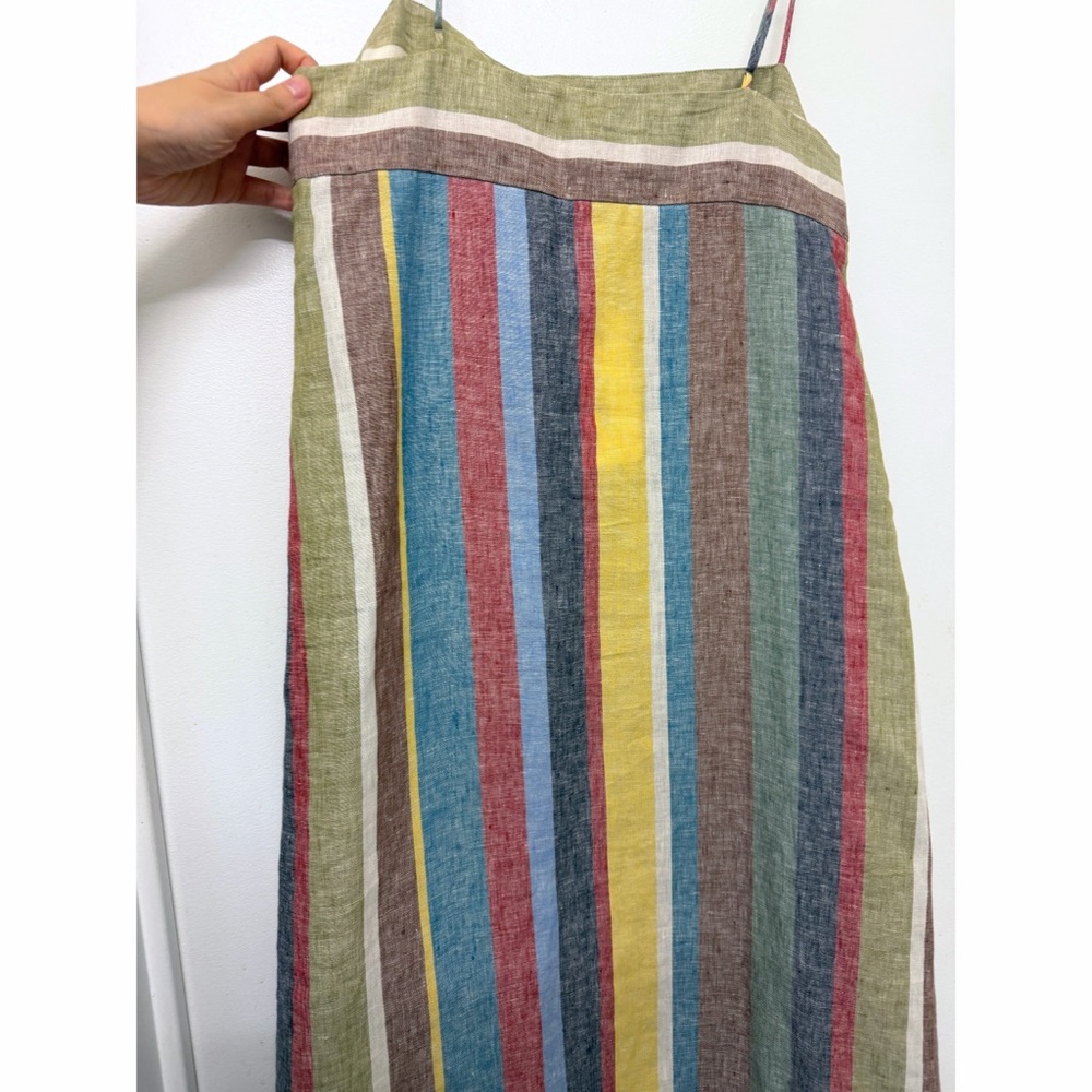 NWT Staud Laura Linen Maxi Dress Market Stripe Colorful Rainbow Sundress M - Picture 11 of 12